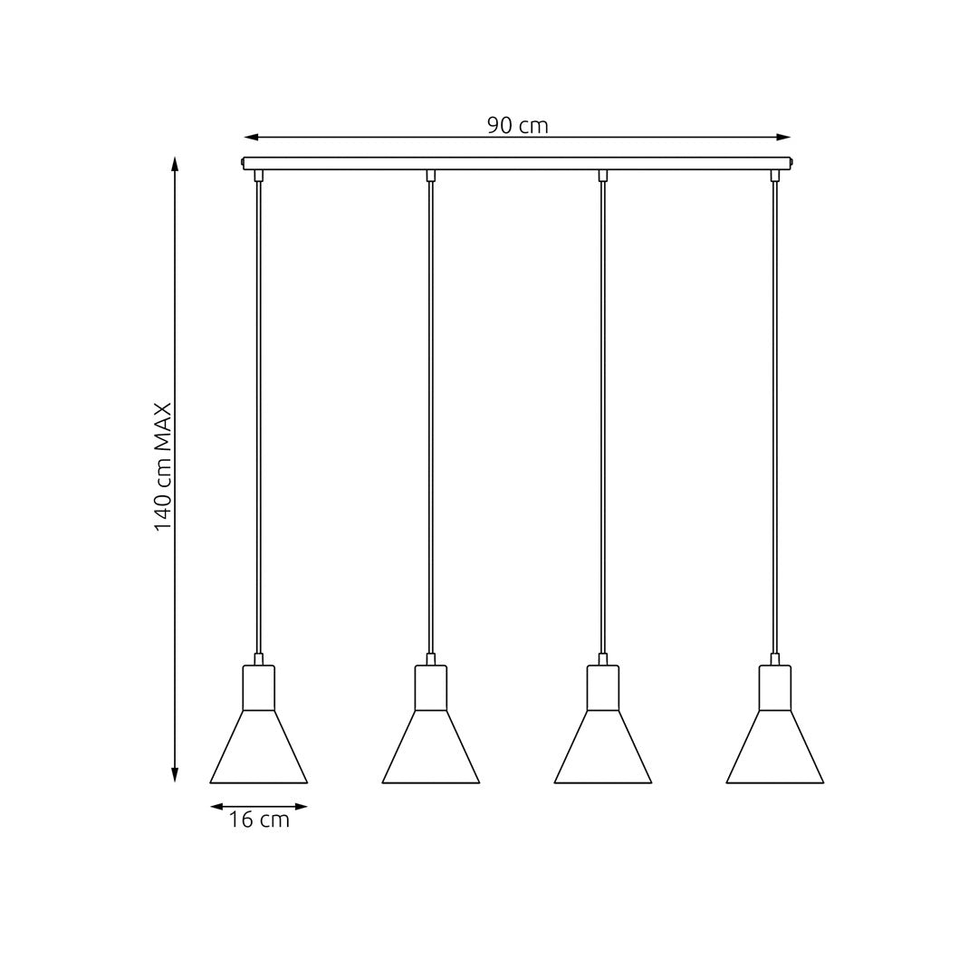 Loftlampe ROSA 4 - Sort / Guld - Nordic Unique