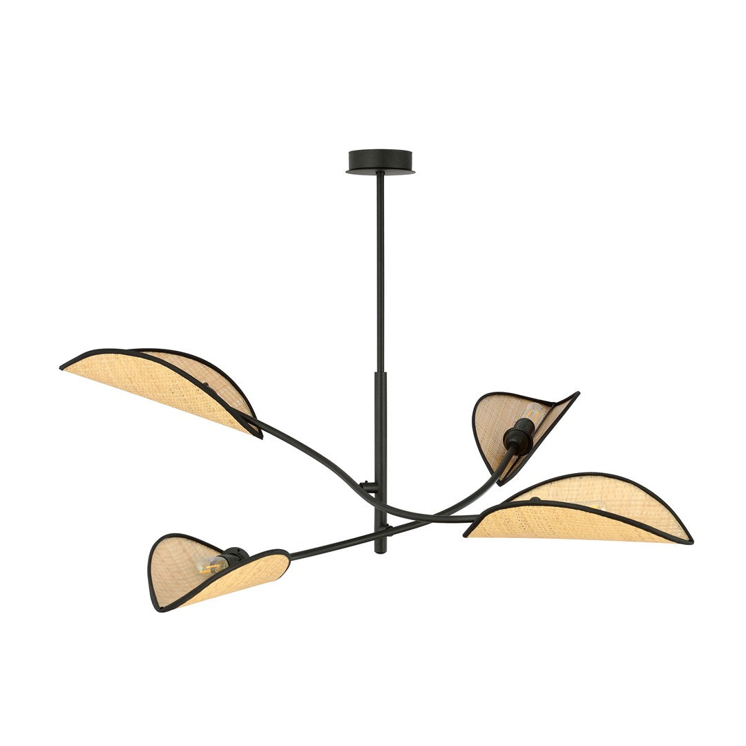 Loftlampe LOTUS 4 - Sort / Rattan - Nordic Unique
