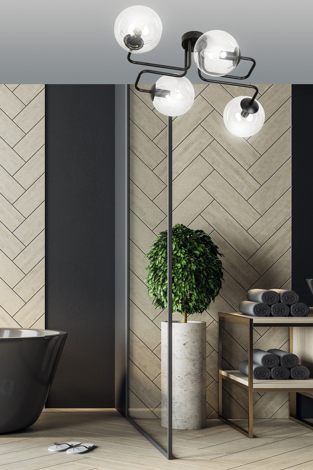 Loftlampe BRENDI 4 Gennemsigtig - Sort - Nordic Unique