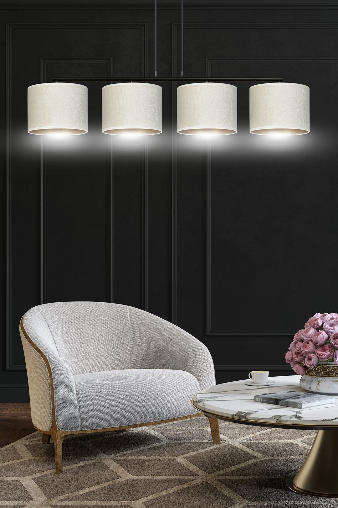 Loftlampe HILDE 4 - Sort / Hvid / Guld - Nordic Unique