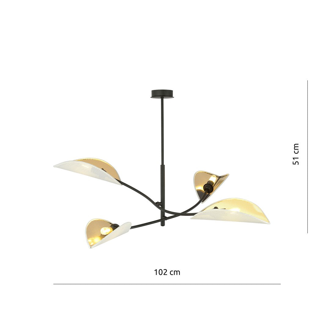 Loftlampe LOTUS 4 - Hvid / Guld / Sort - Nordic Unique