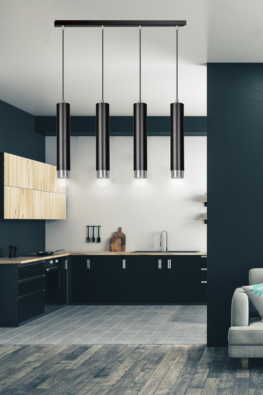 Loftlampe KIBO 4 - Sort / Krom - Nordic Unique