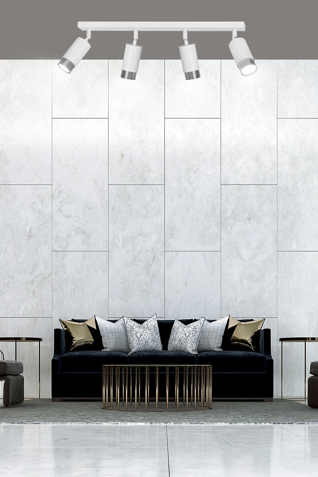 Loftlampe HIRO 4 - Hvid / Krom - Nordic Unique