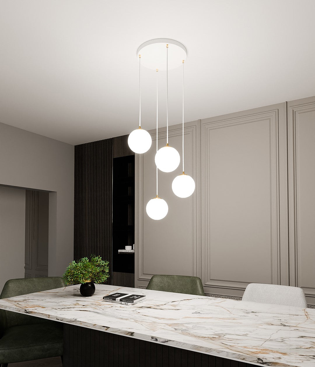 Loftlampe ROYAL 4 - Hvid / Guld - Nordic Unique