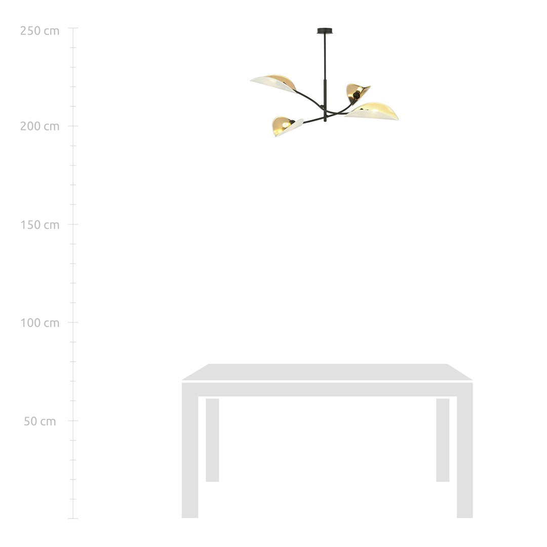 Loftlampe LOTUS 4 - Hvid / Guld / Sort - Nordic Unique