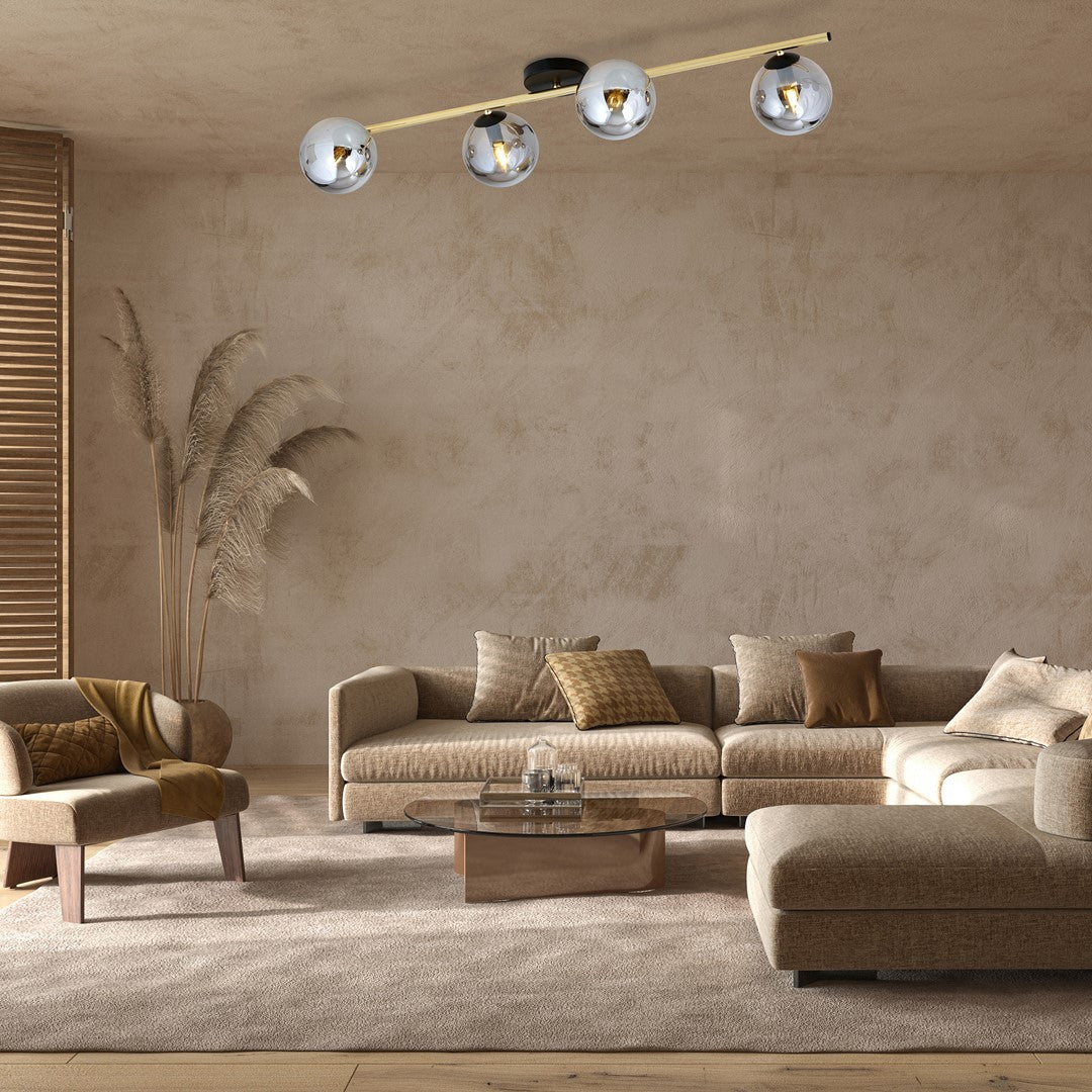 Loftlampe SPLENDI 4 - Sort / Grafit / Guld - Nordic Unique