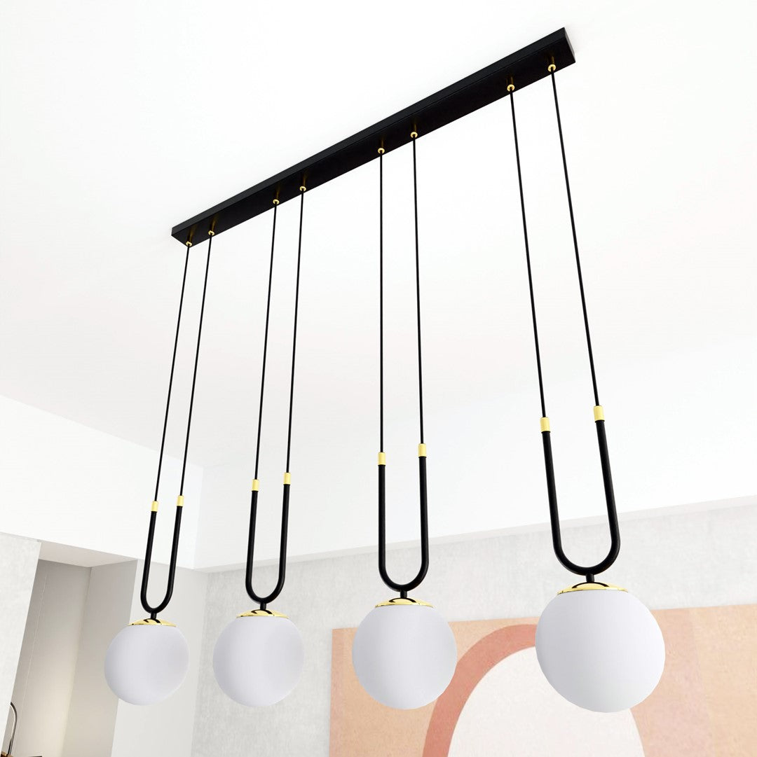 Loftlampe GLAM 4 - Sort / Hvid / Guld - Nordic Unique