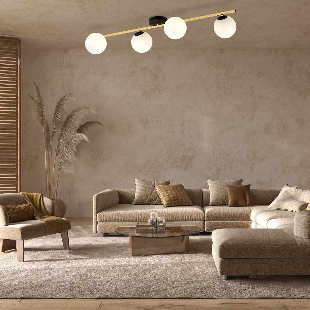 Loftlampe SPLENDI 4 - Sort / Guld / Hvid - Nordic Unique