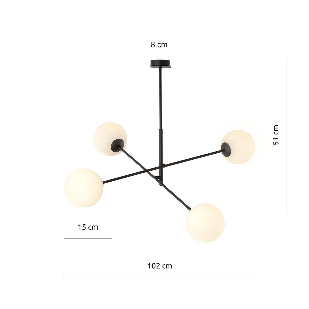 Loftlampe LINEAR 4 - Sort / Hvid - Nordic Unique