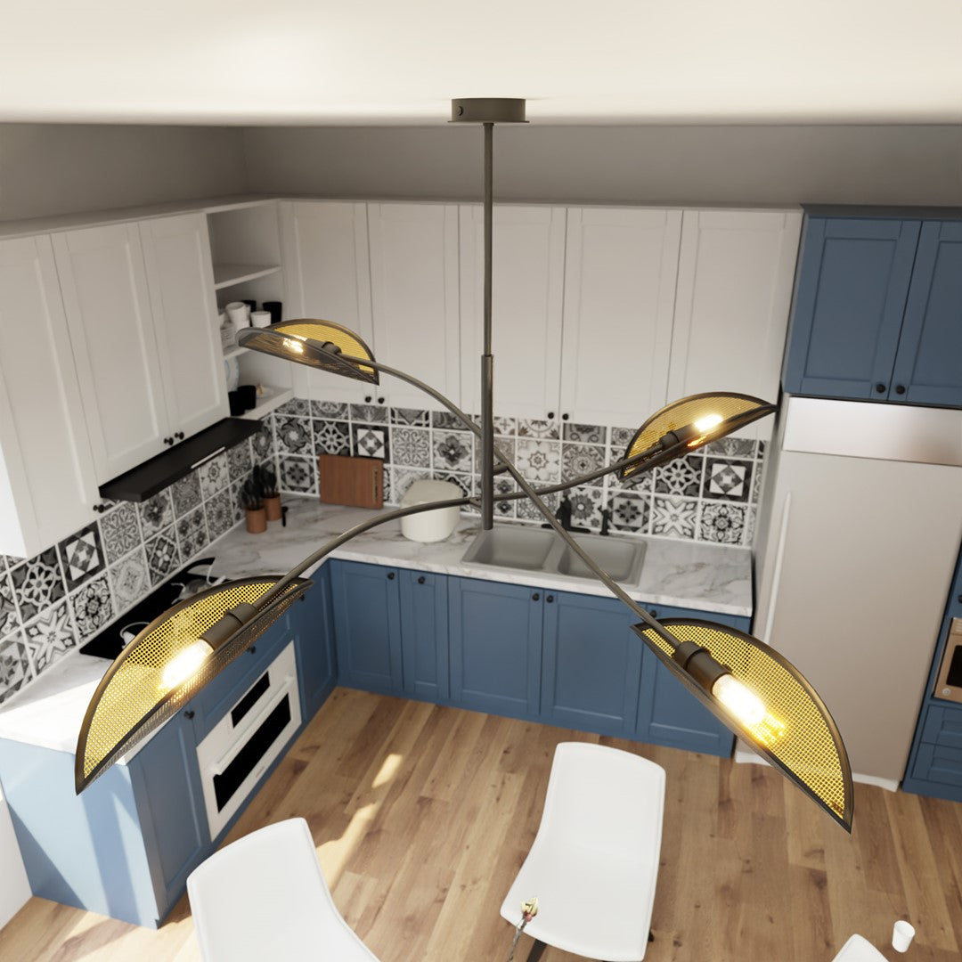 Loftlampe LOTUS 4 - Sort / Guld - Nordic Unique