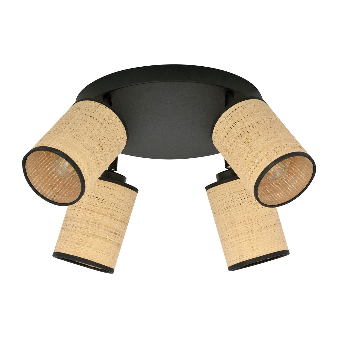 Loftlampe YOGA 4 Premium - Sort / Rattan - Nordic Unique