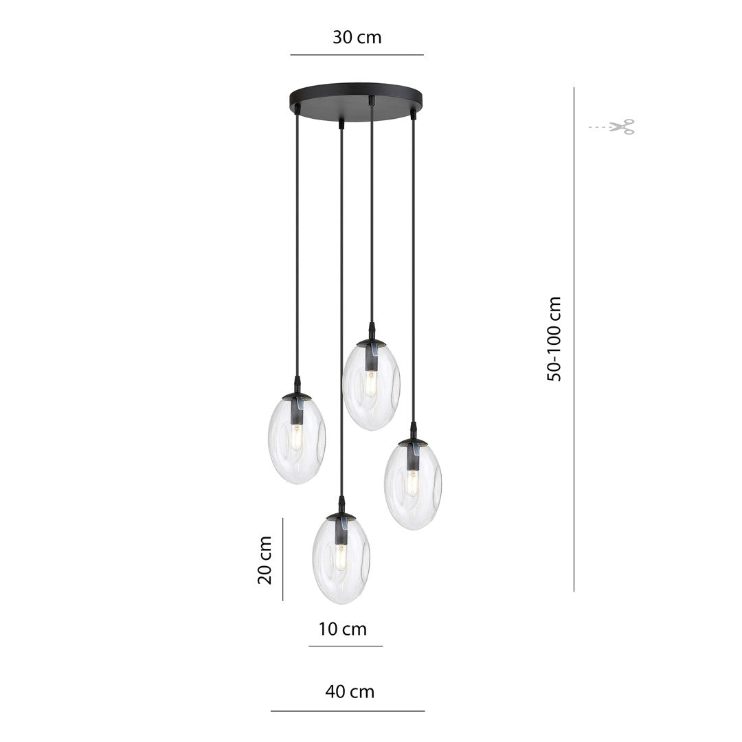 Loftlampe ASTRAL 4 Premium Gennemsigtig - Sort - Nordic Unique