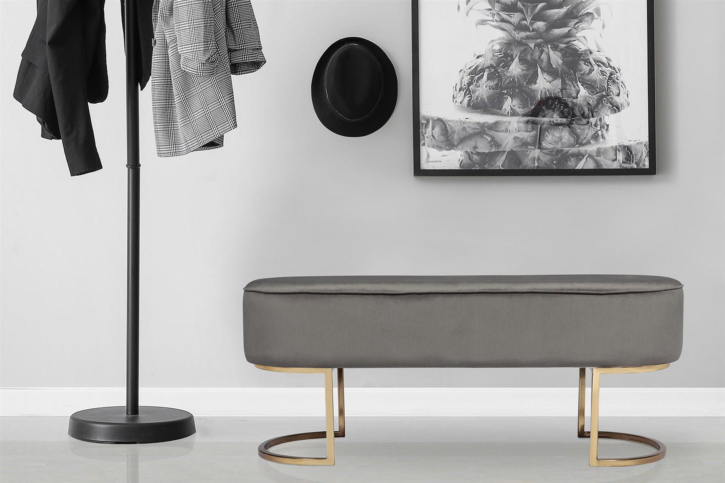 Bænk Athea 200 Grå / Guld - Nordic Unique