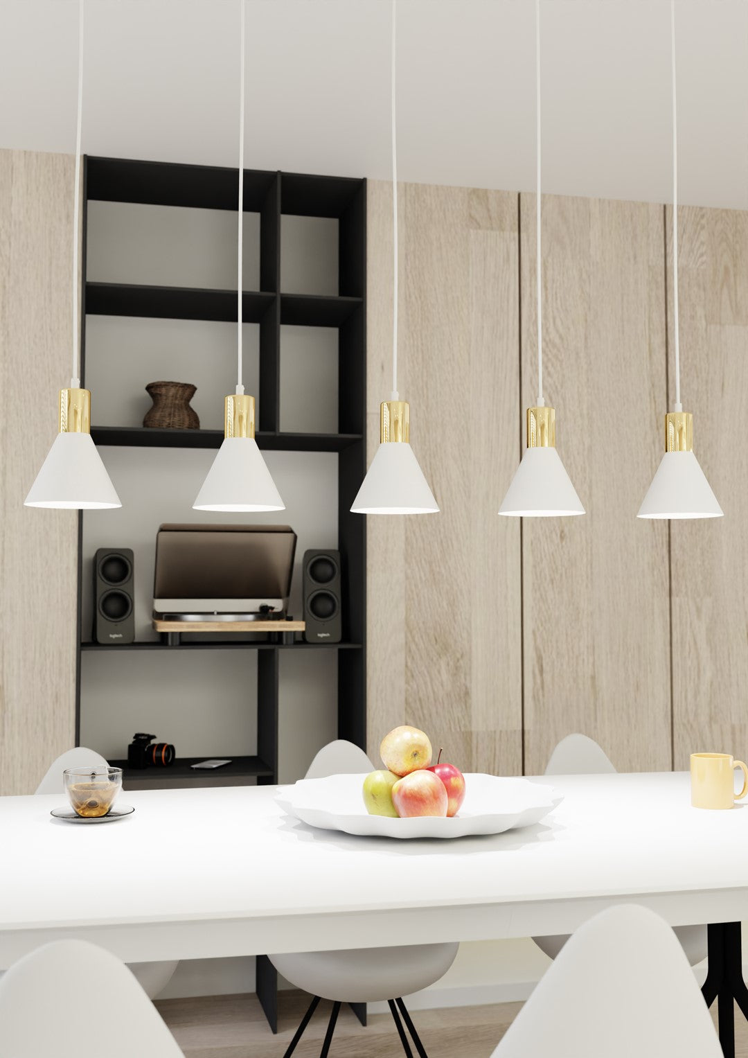 Loftlampe ROSA 5 - Hvid / Guld - Nordic Unique
