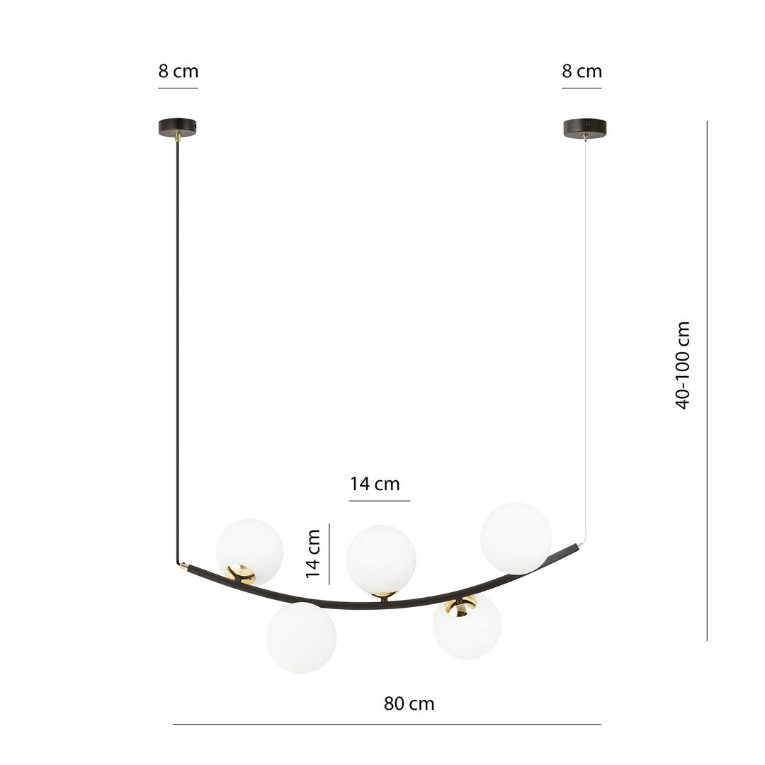 Loftlampe RITZ 5 - Sort / Guld / Hvid - Nordic Unique