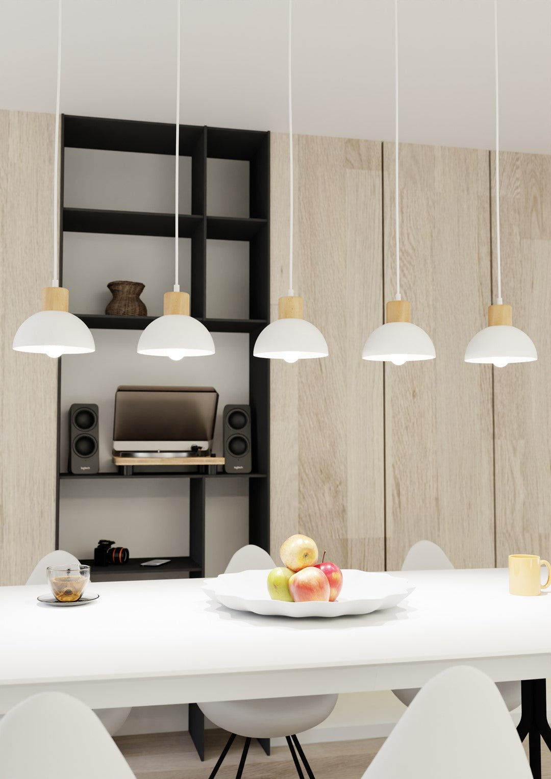 Loftlampe SECO 5 - Hvid / Træ - Nordic Unique