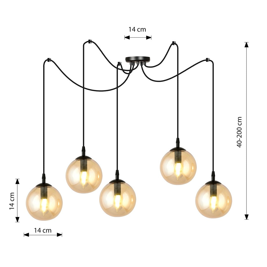 Loftlampe GIGI 5 - Sort / Rav - Nordic Unique