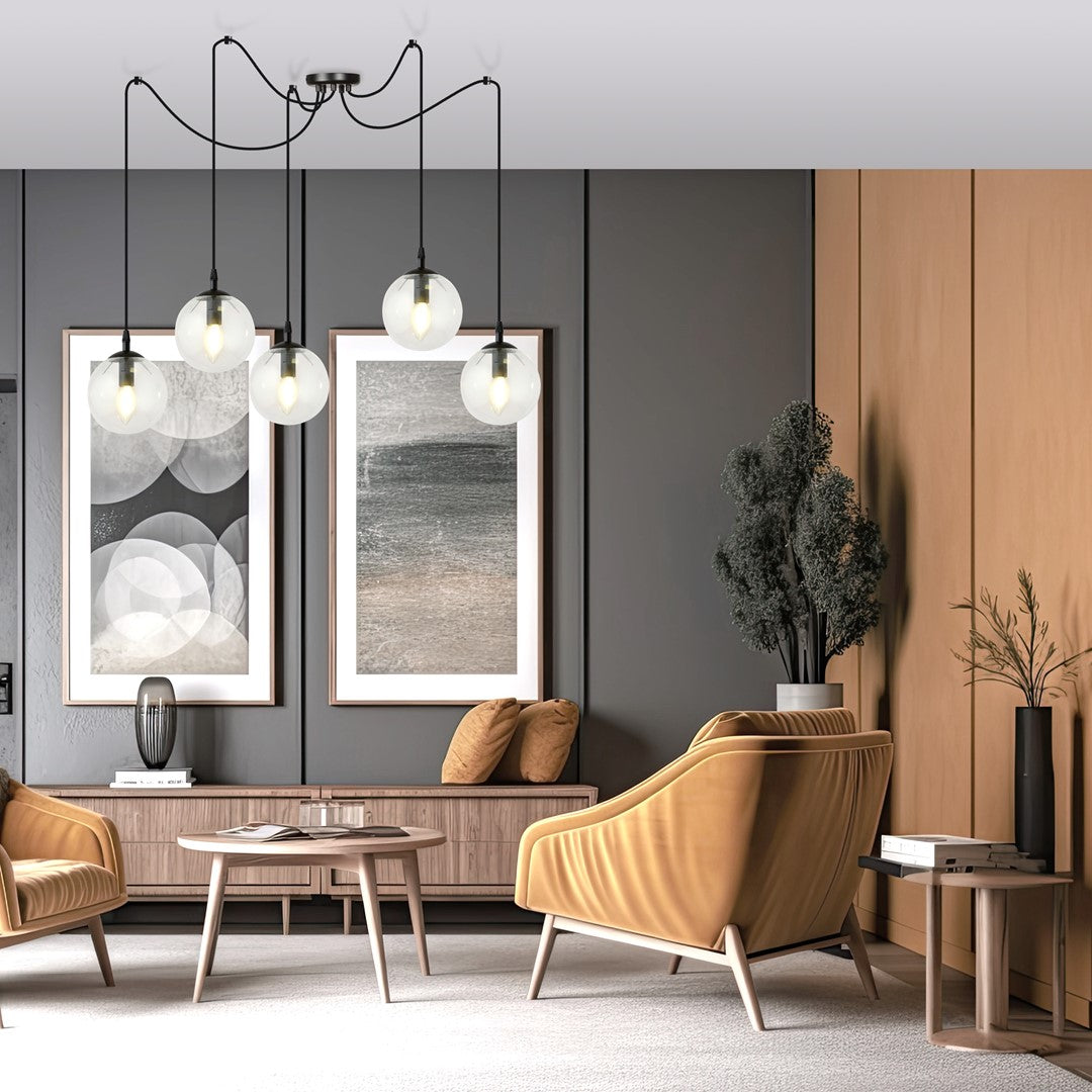 Loftlampe GIGI 5 BL Gennemsigtig - Sort - Nordic Unique