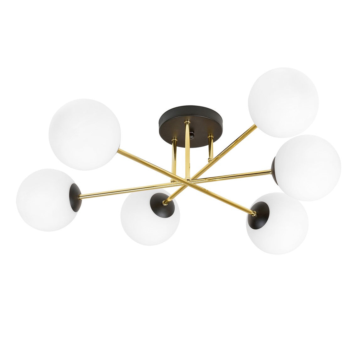 Loftlampe MAGNUM 6 - Sort / Guld / Hvid - Nordic Unique