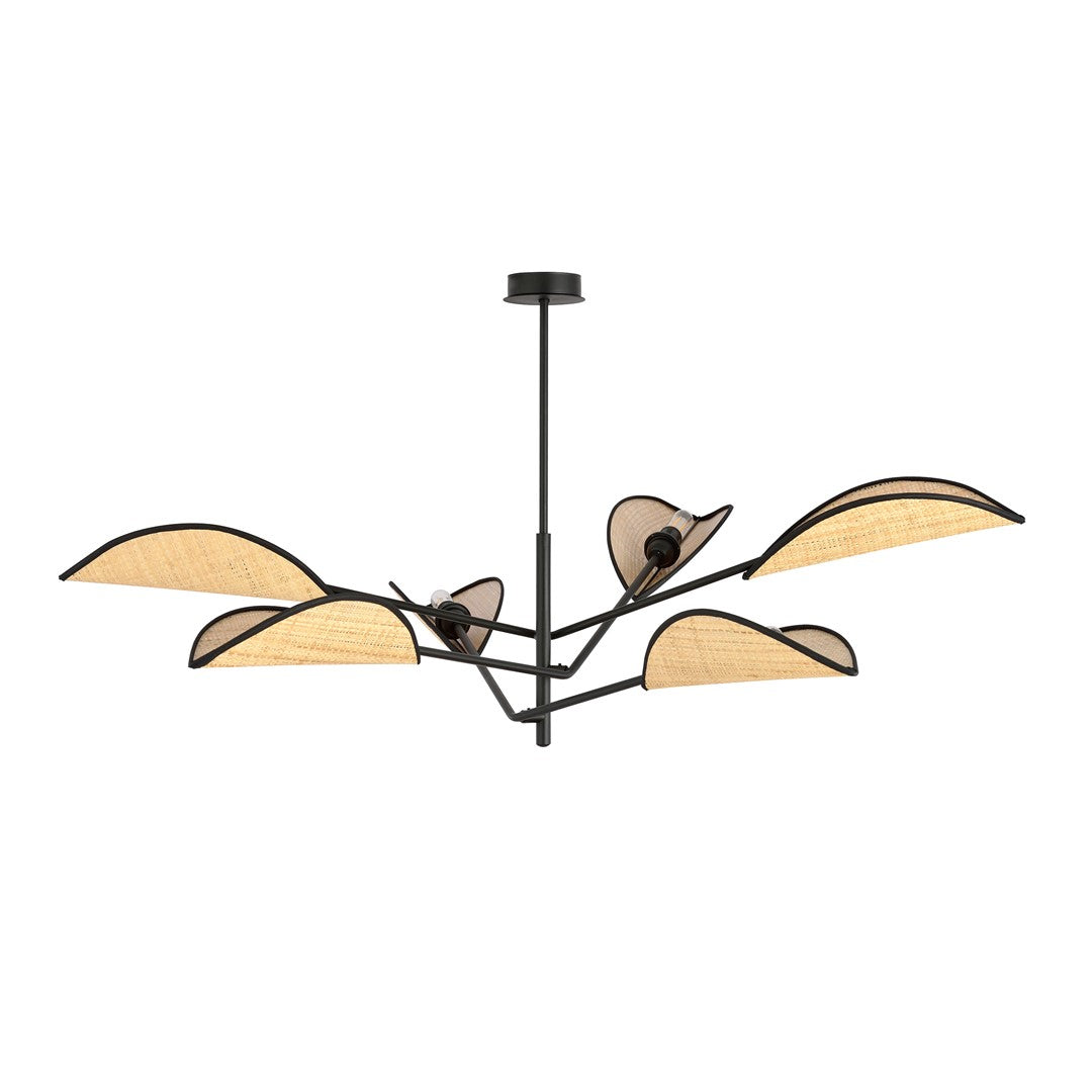 Loftlampe VENE 6 - Sort / Rattan - Nordic Unique