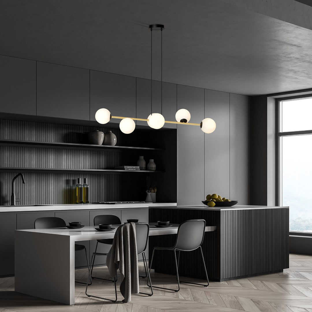 Loftlampe GRAVITY 6 - Sort / Hvid / Guld - Nordic Unique