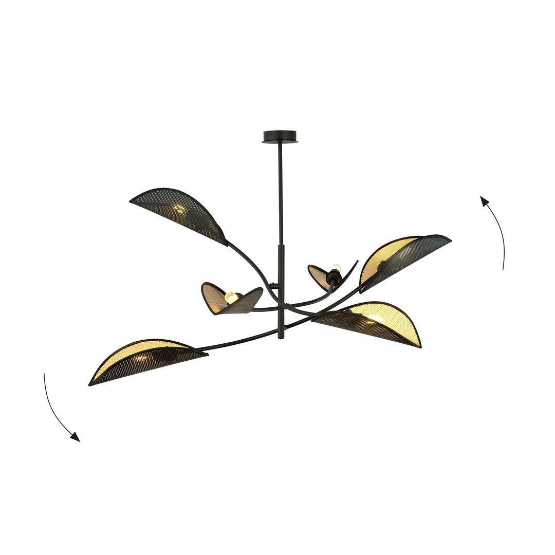 Loftlampe LOTUS 6 - Sort / Guld - Nordic Unique
