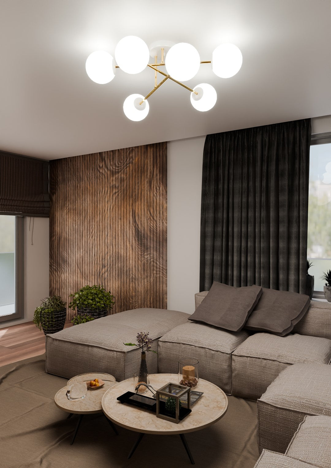 Loftlampe MAGNUM 6 - Hvid / Guld - Nordic Unique