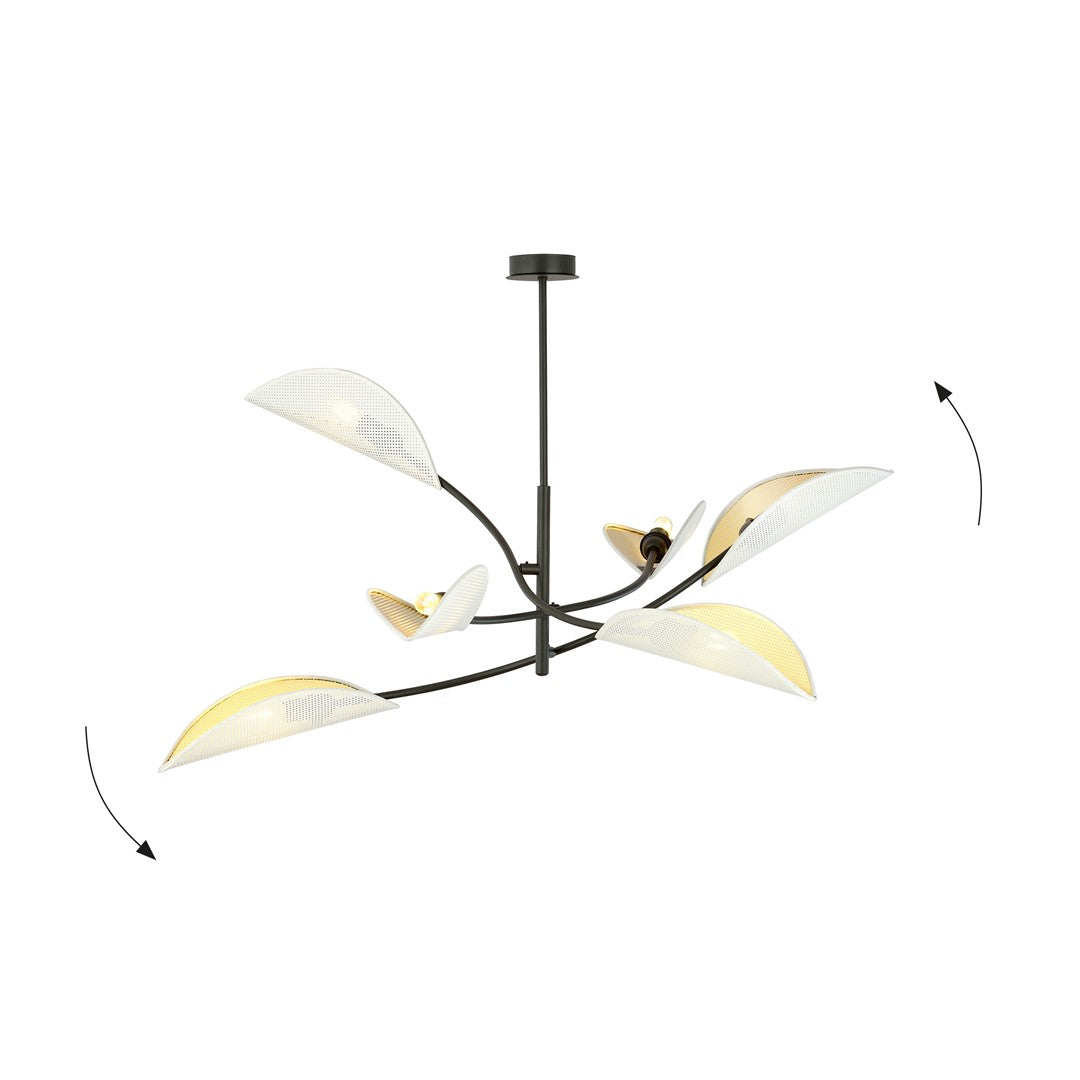 Loftlampe LOTUS 6 - Hvid / Guld - Nordic Unique