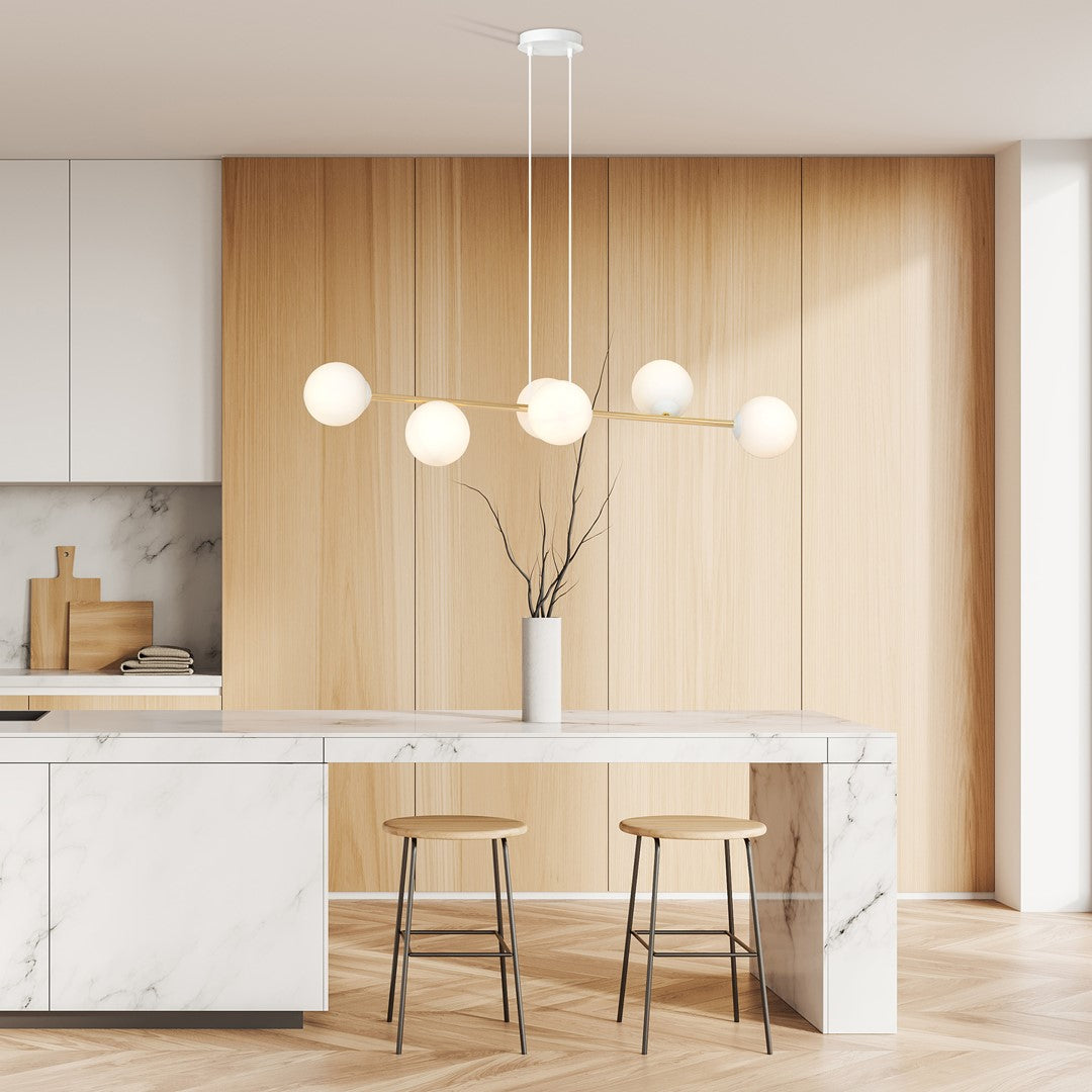 Loftlampe GRAVITY 6 - Hvid / Guld - Nordic Unique