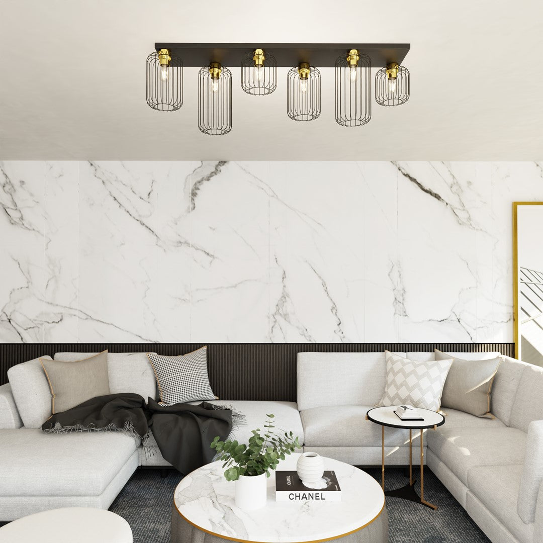 Loftlampe BARN 6 - Sort / Guld - Nordic Unique