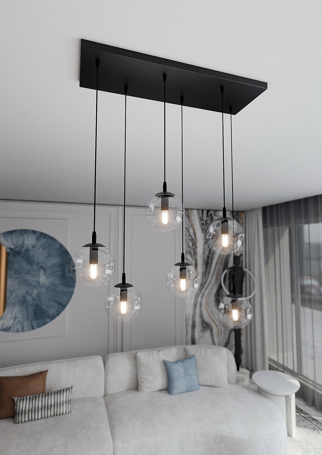 Loftlampe COSMO 6 Gennemsigtig - Sort - Nordic Unique