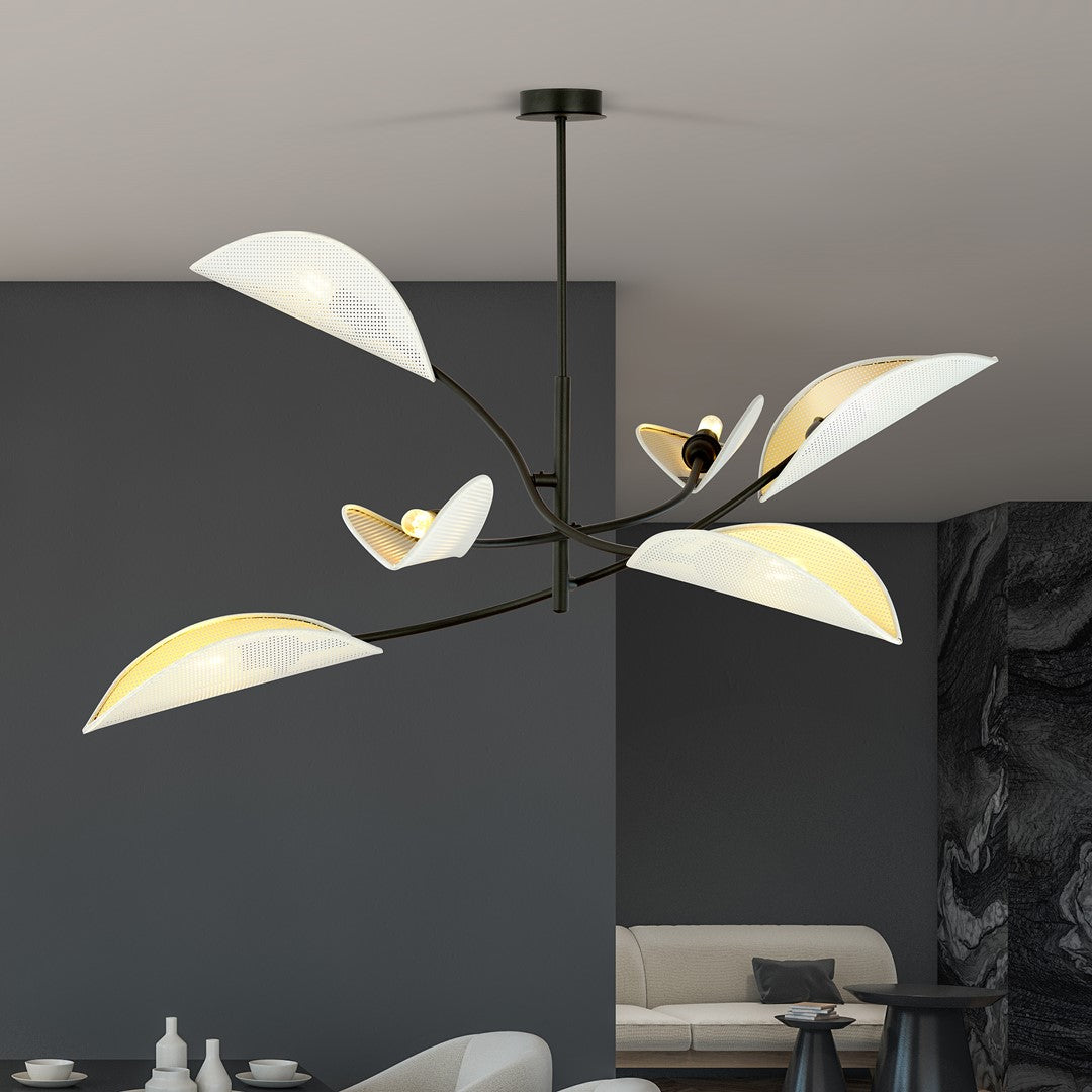 Loftlampe LOTUS 6 - Hvid / Guld - Nordic Unique