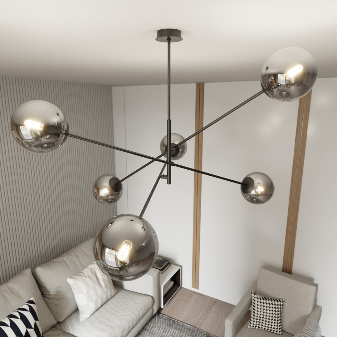 Loftlampe LINEAR 6 - Sort / Grafit - Nordic Unique