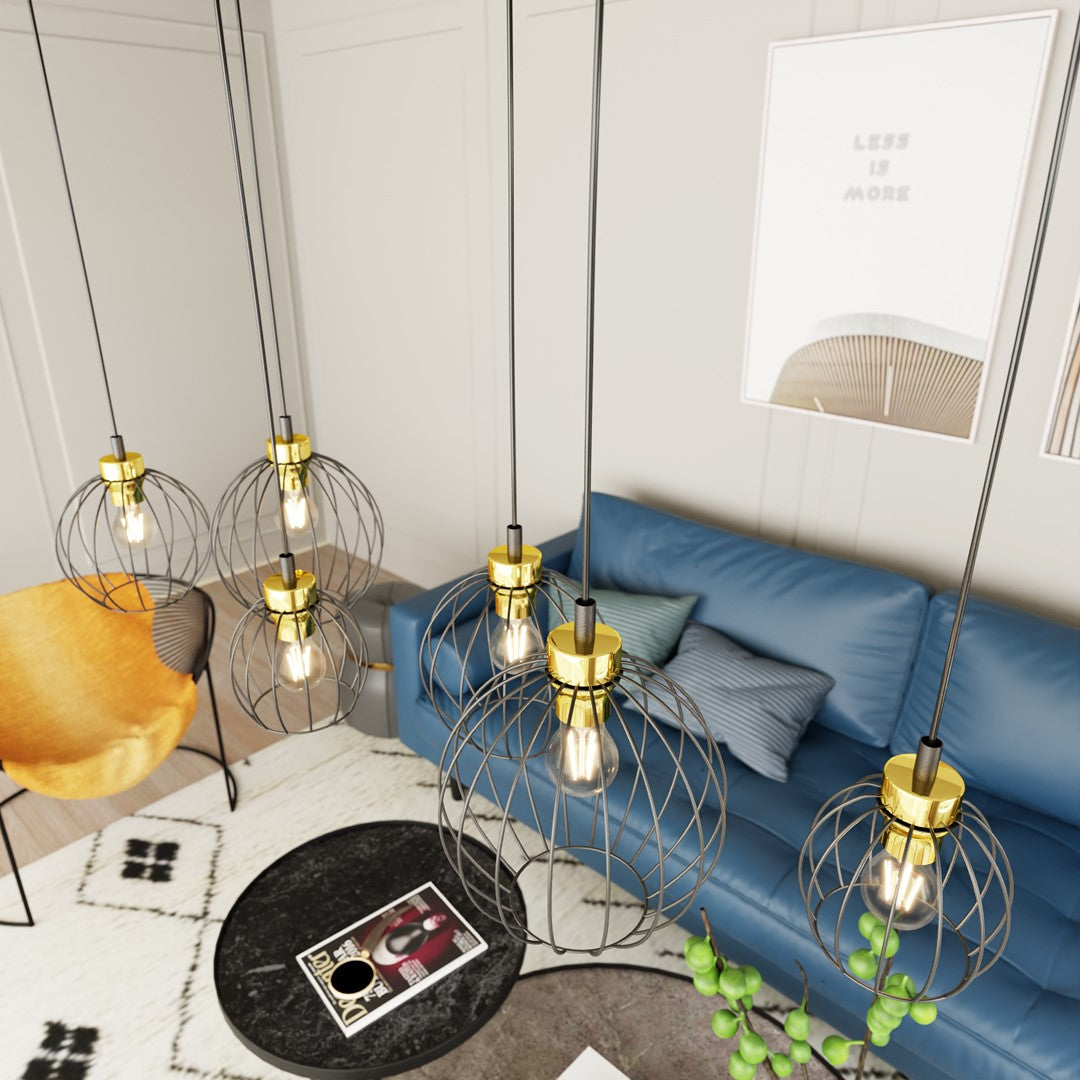 Loftlampe NANDO 6 - Sort / Guld - Nordic Unique