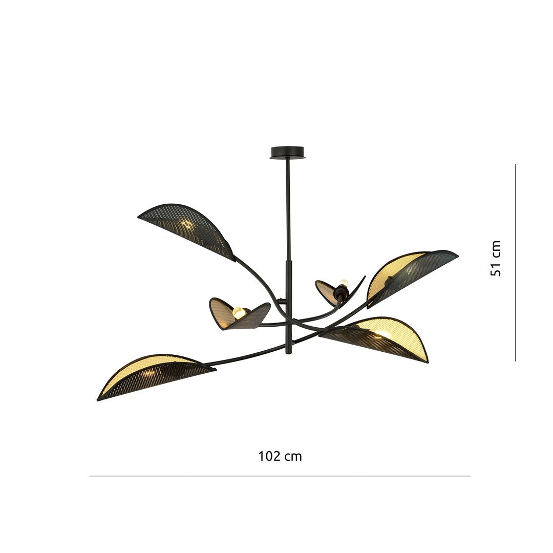 Loftlampe LOTUS 6 - Sort / Guld - Nordic Unique