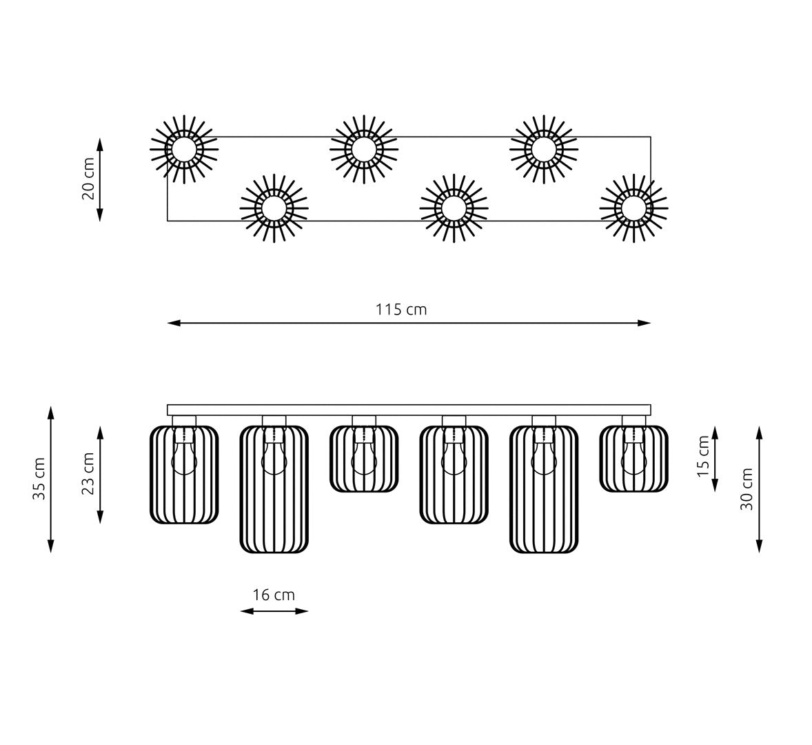 Loftlampe BARN 6 - Sort - Nordic Unique