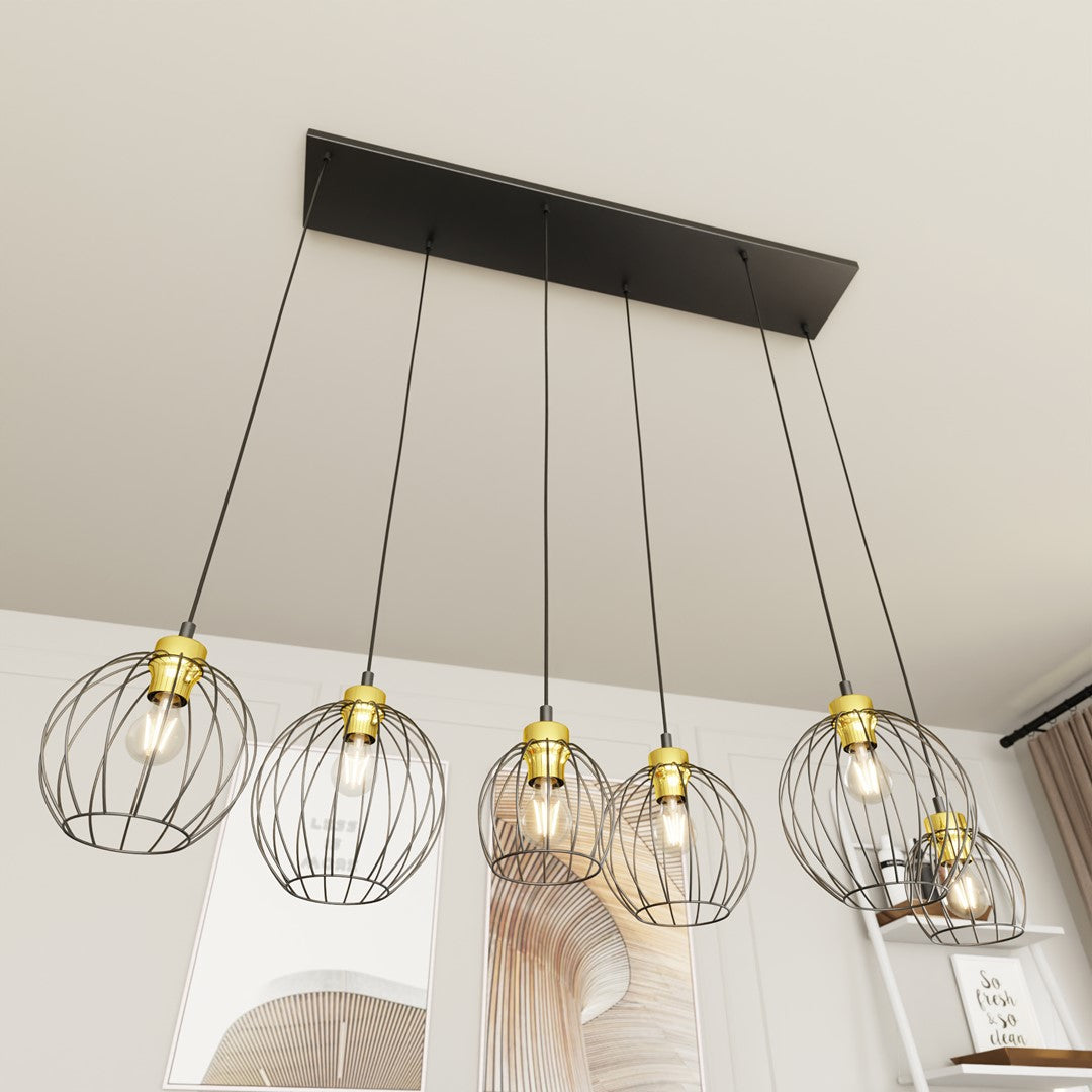 Loftlampe NANDO 6 - Sort / Guld - Nordic Unique