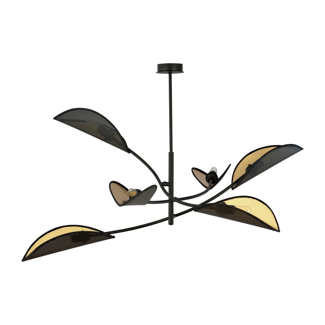Loftlampe LOTUS 6 - Sort / Guld - Nordic Unique