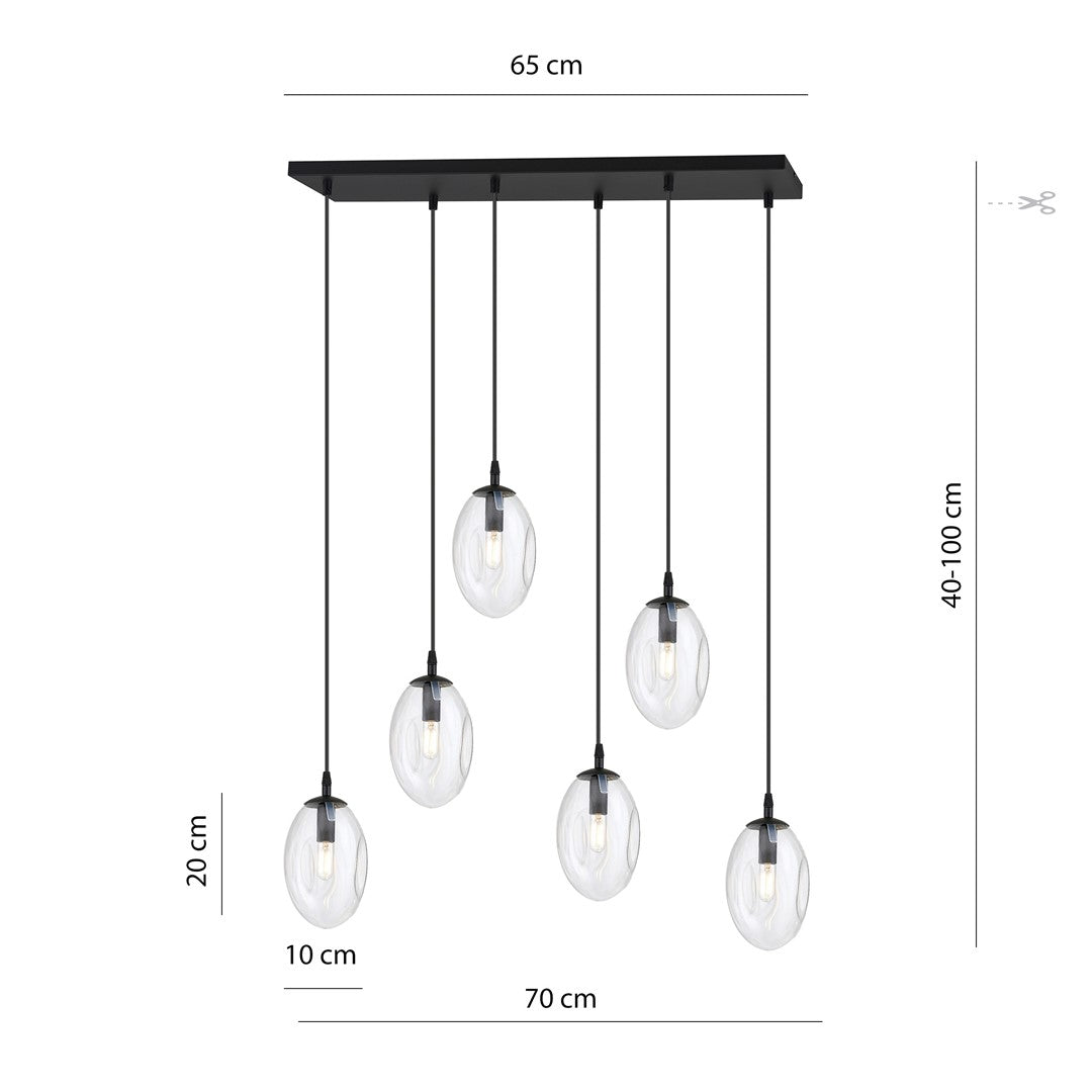 Loftlampe ASTRAL 6 Gennemsigtig - Sort - Nordic Unique