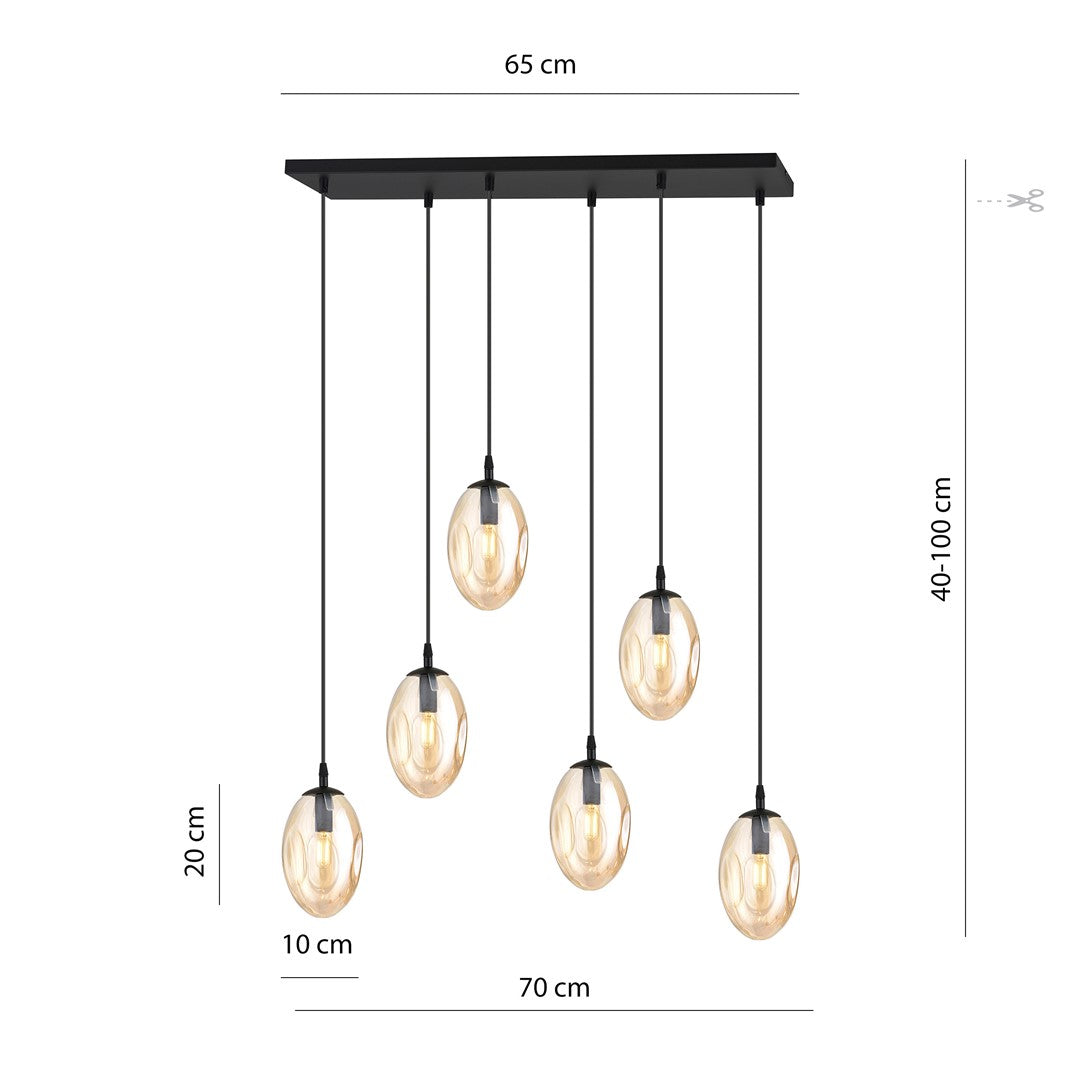 Loftlampe ASTRAL 6 - Sort / Rav - Nordic Unique