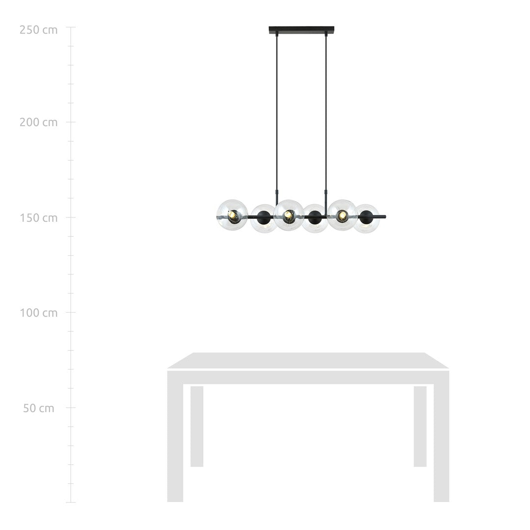 Loftlampe RORY 6 Gennemsigtig - Sort - Nordic Unique