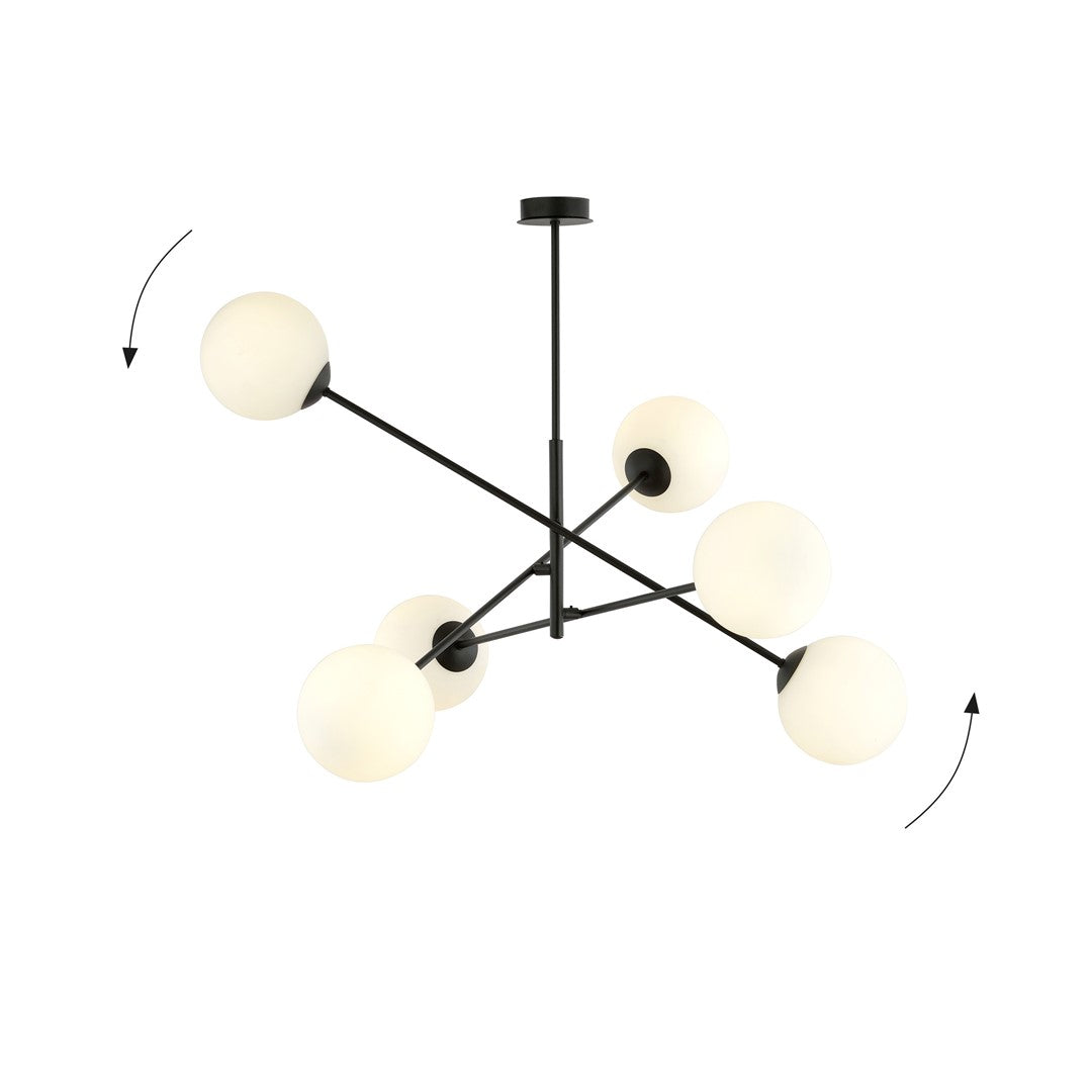 Loftlampe LINEAR 6 - Sort / Hvid - Nordic Unique