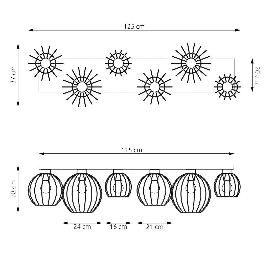 Loftlampe REDE 6 - Sort / Guld - Nordic Unique
