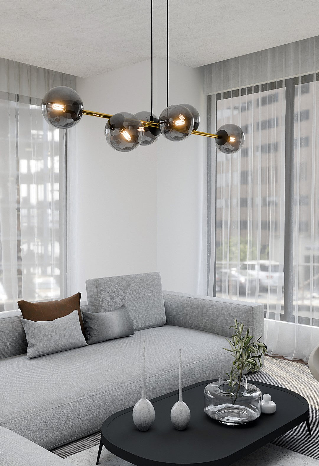 Loftlampe GRAVITY 6 - Sort / Guld / Grafit - Nordic Unique