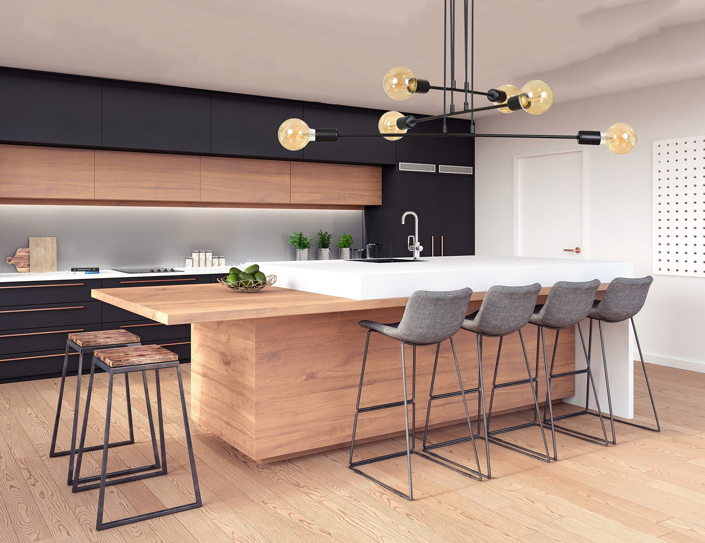 Loftlampe MULTIPO 6 - Sort / Rav - Nordic Unique