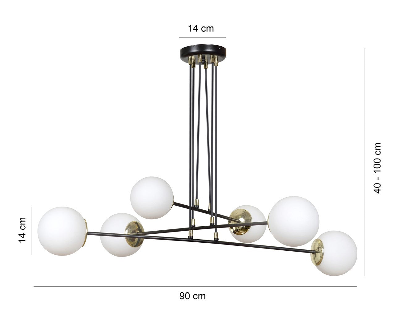 Loftlampe OGNIS 6 - Sort / Hvid / Guld - Nordic Unique