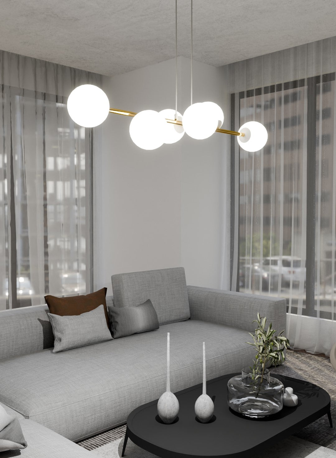 Loftlampe GRAVITY 6 - Hvid / Guld - Nordic Unique