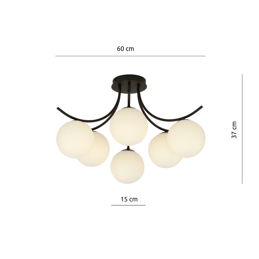 Loftlampe BOSTON 6 - Sort / Hvid - Nordic Unique