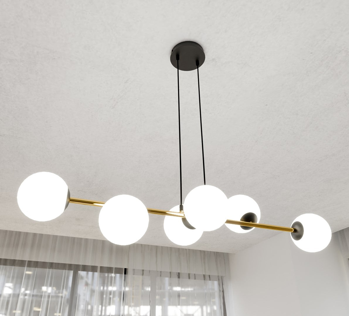 Loftlampe GRAVITY 6 - Sort / Hvid / Guld - Nordic Unique