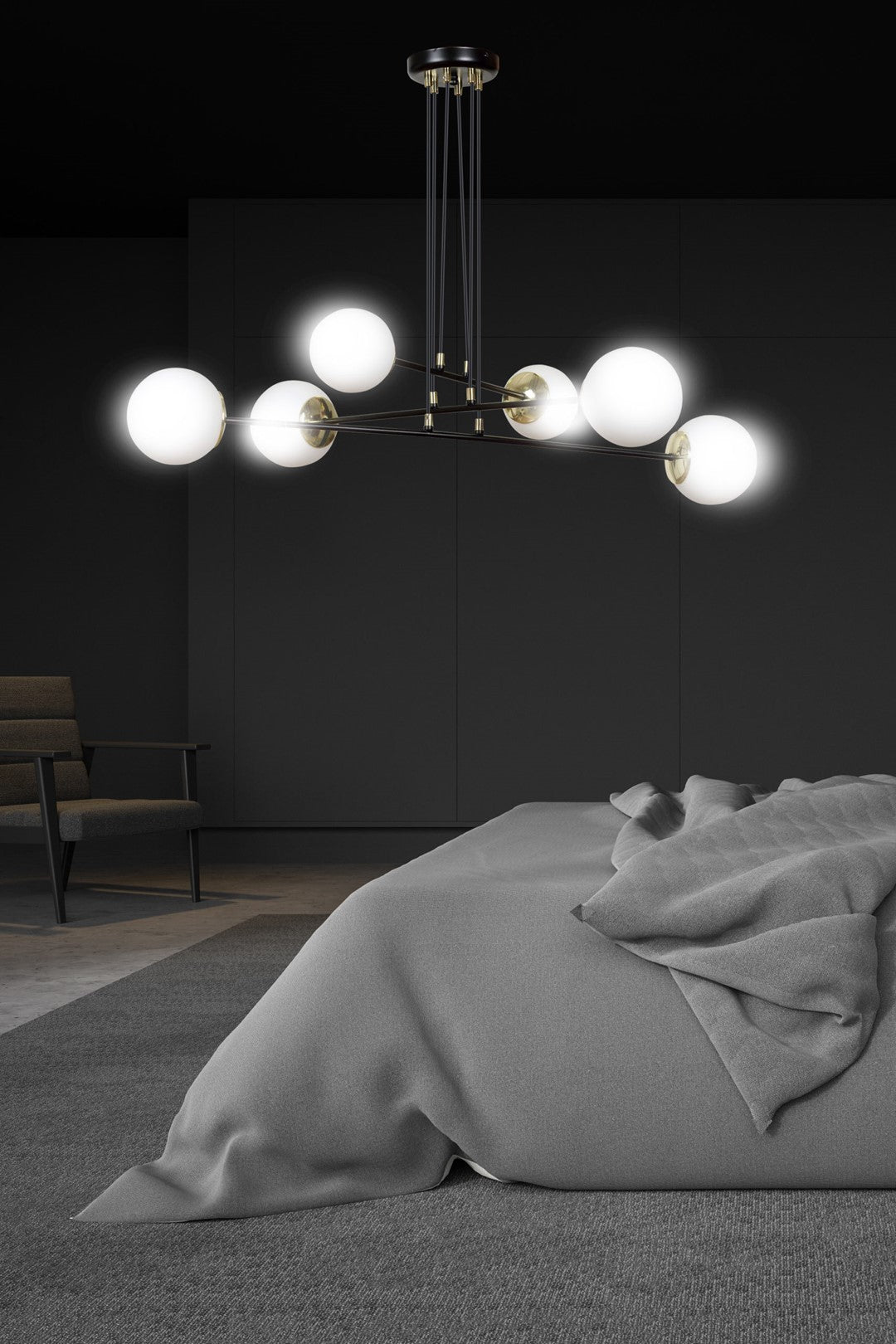 Loftlampe OGNIS 6 - Sort / Hvid / Guld - Nordic Unique